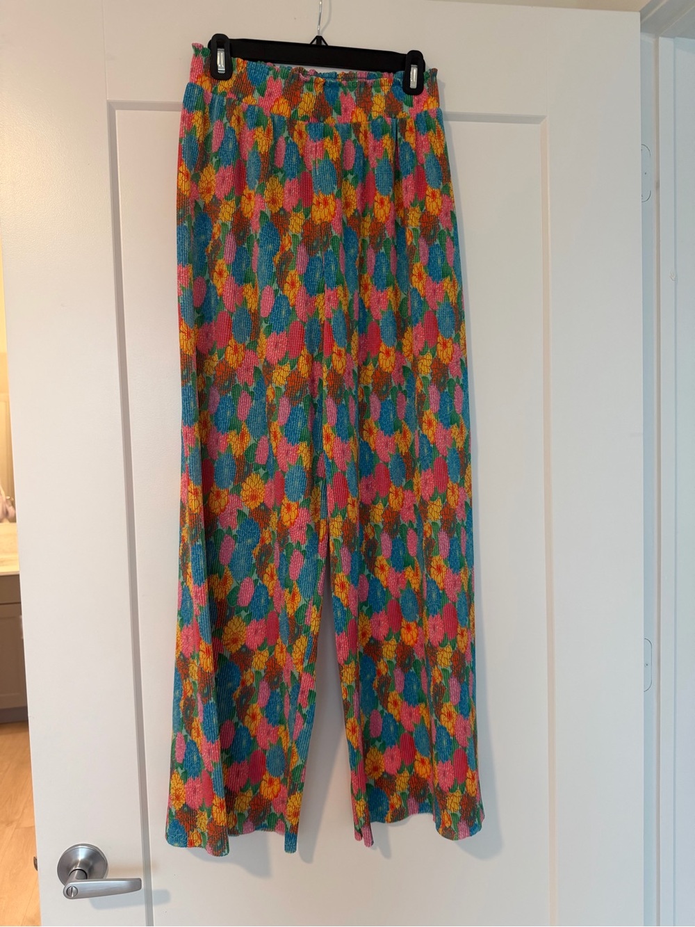 Zara Girls Floral Wide-Leg Skirt Pants - Pink, Teal & Yellow